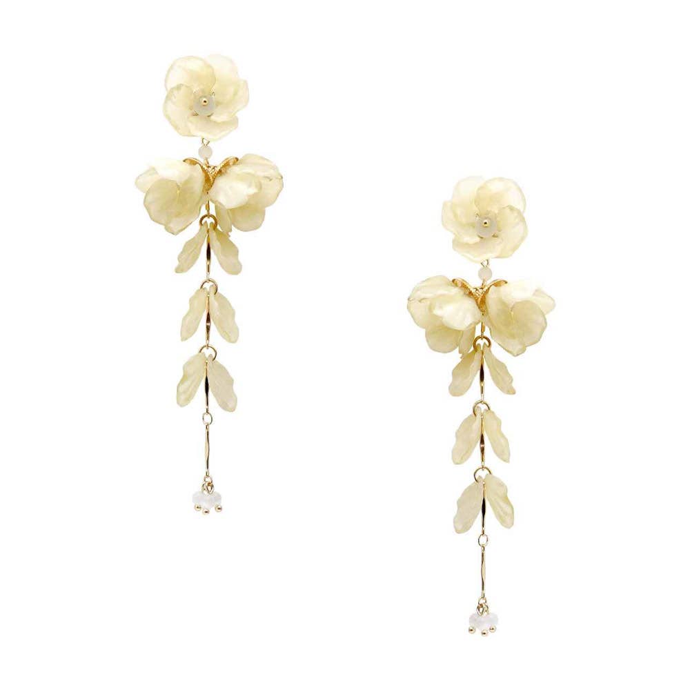 FLORAL LEAF DROP DANGLE EARRING