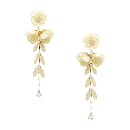 FLORAL LEAF DROP DANGLE EARRING