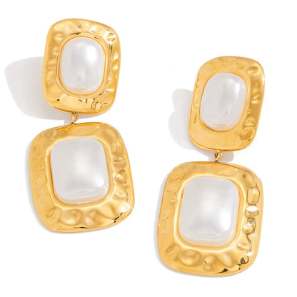 Pearl Rectangle Earrings