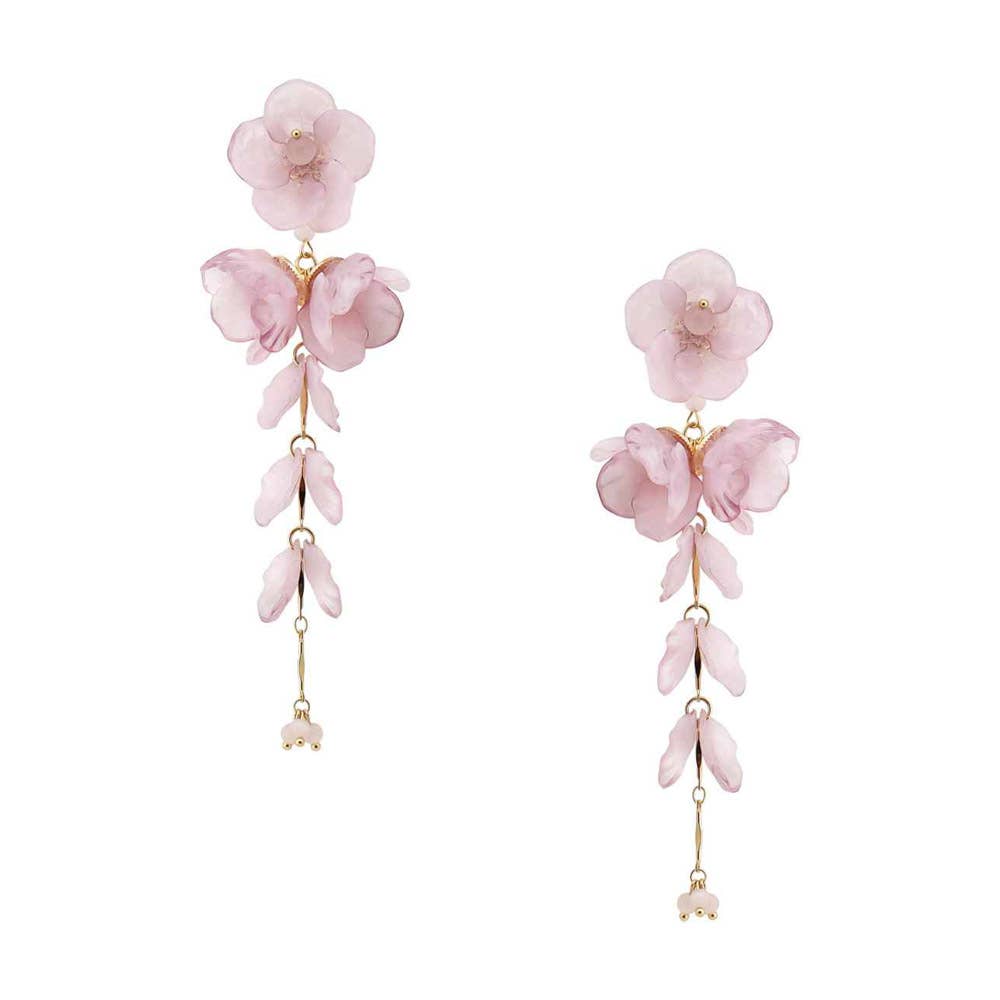 FLORAL LEAF DROP DANGLE EARRING