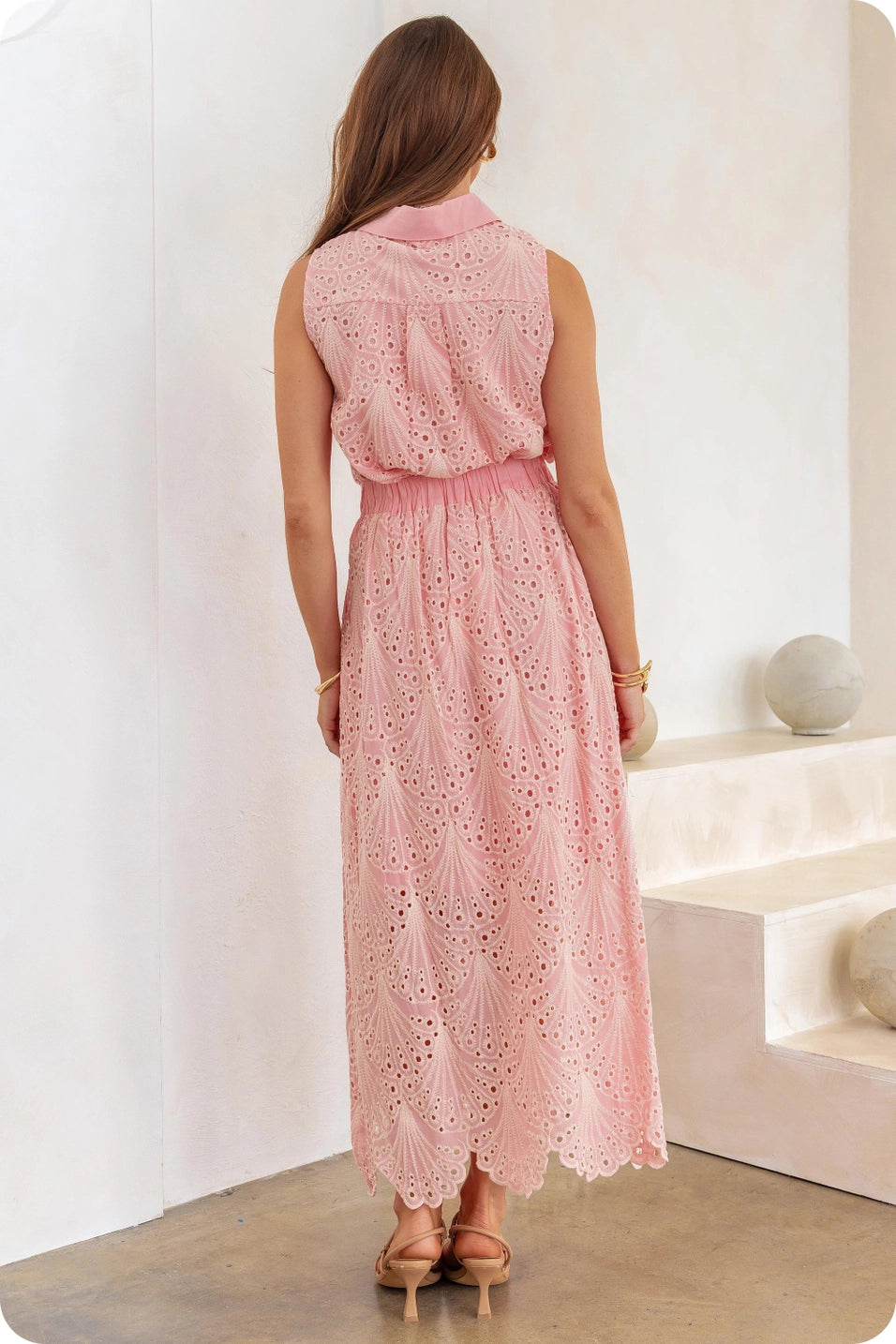 Blushing Belle Eyelet Midi Dress