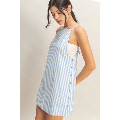 Seaside Striped Mini Dress Blue