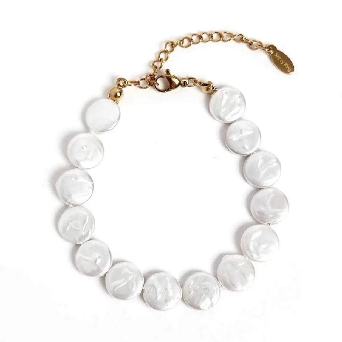 Luxe Mother of Pearl Flat Coin Bracelet