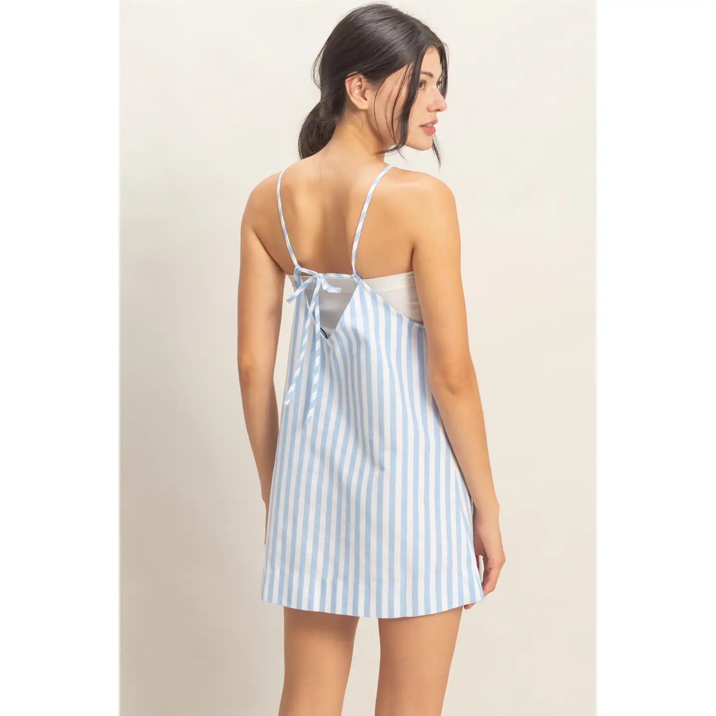 Seaside Striped Mini Dress Blue