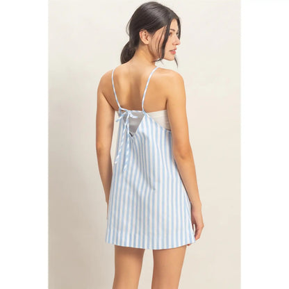 Seaside Striped Mini Dress Blue