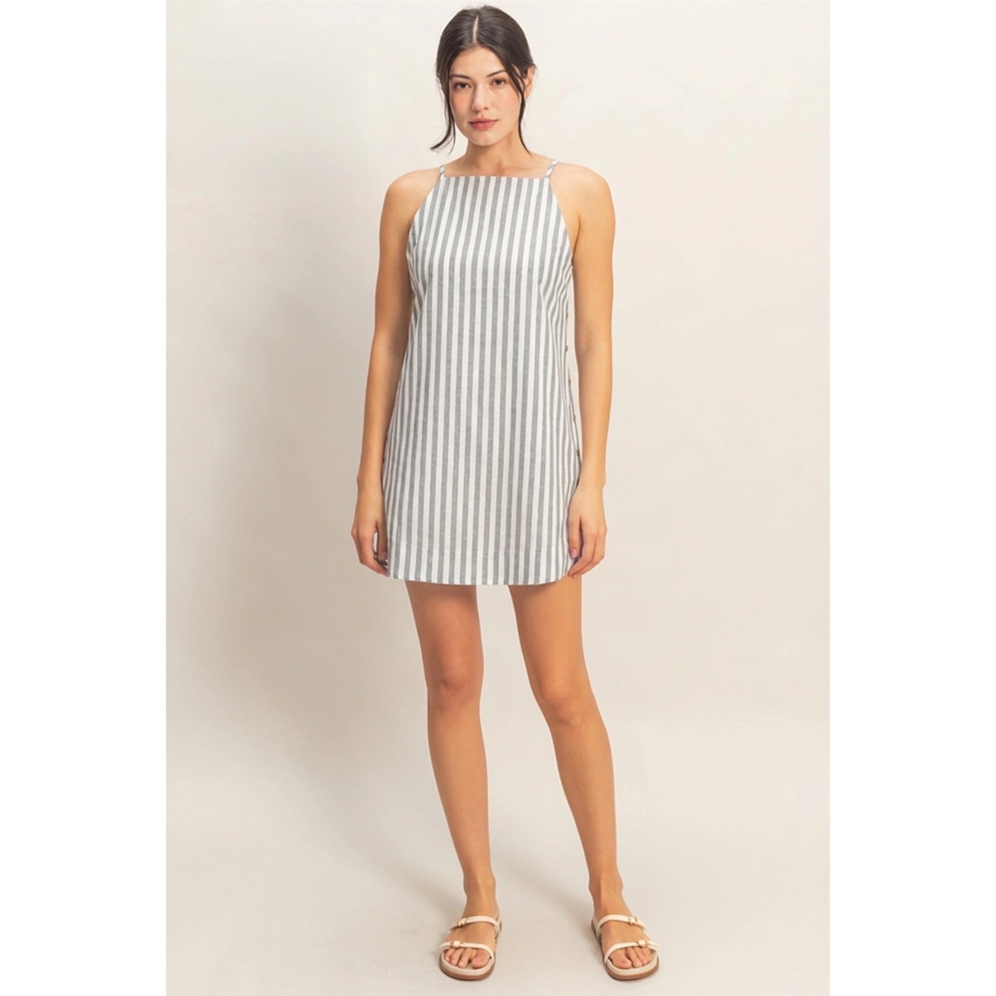 Seaside Stripe Mini Dress Black