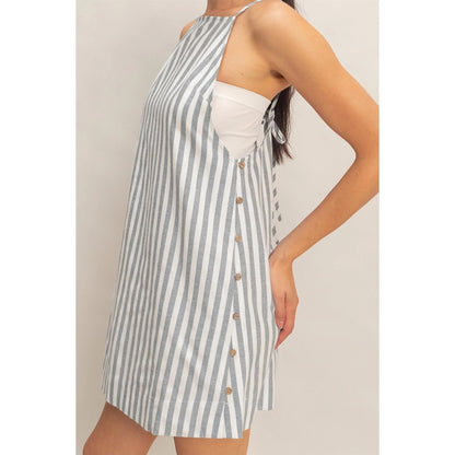 Seaside Stripe Mini Dress Black
