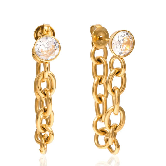 Cz Chain Stud Earrings