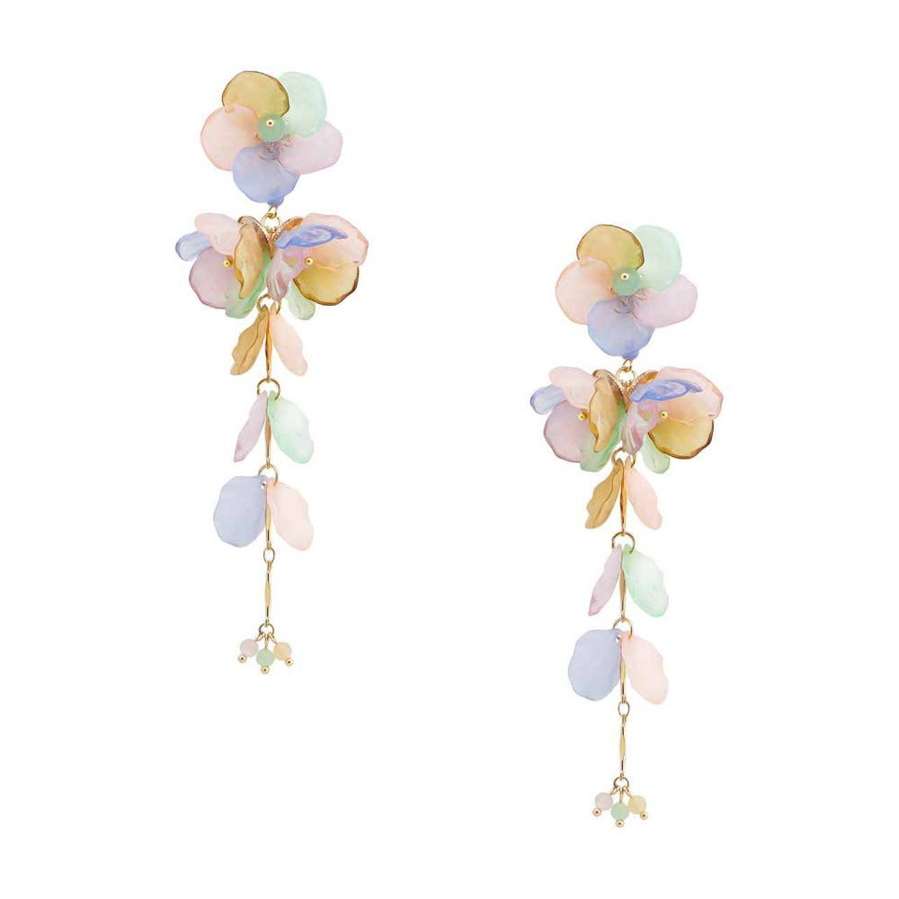 FLORAL LEAF DROP DANGLE EARRING